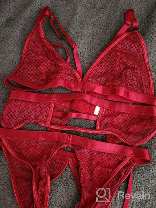 img 1 attached to Sexy 4-Piece Cutout Lingerie Set With Mesh Garters For Women - Matching Lingerie Set For Seductive Style review by Shane Solorzano