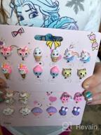 img 1 attached to 12 Pairs of Unicorn, Fox, and Mermaid Clip-On Earrings for Little Girls - Animal and Ice Cream Toddler Girls' Dress-Up Jewelry review by Derrick Kadam