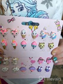 img 8 attached to 12 Pairs of Unicorn, Fox, and Mermaid Clip-On Earrings for Little Girls - Animal and Ice Cream Toddler Girls' Dress-Up Jewelry