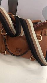 img 7 attached to Широкий ремешок для кошелька Регулируемый ремешок для сумки Сменный плечевой ремень через плечо (широкий: 1,97 дюйма) (золотая пряжка-оранжевый)