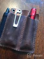 img 1 attached to Full Grain Leather EDC Pocket Organizer With Pen Loop - Ideal Pocket Slip, Knife Pouch, And Carrier For Everyday Carry Organization In Chestnut Color review by Brian Sitton