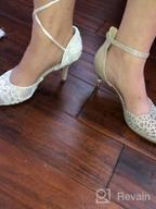 img 1 attached to Ivory Lace Mesh Wedding Shoes: Comfortable Mid Heel, Ankle Strap, Pointy Toe Pumps review by Todd Fernandez