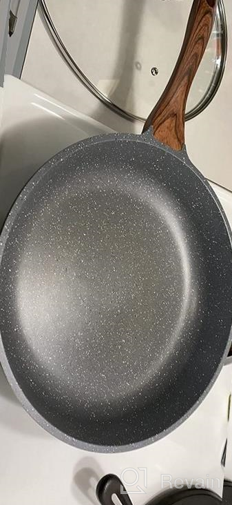 img 1 attached to Nonstick Frying Pan Skillet With Swiss Granite Coating And Lid, Healthy Cookware Chef'S Pan With Glass Cover, PFOA Free (11 Inches) review by Peter Mendoza