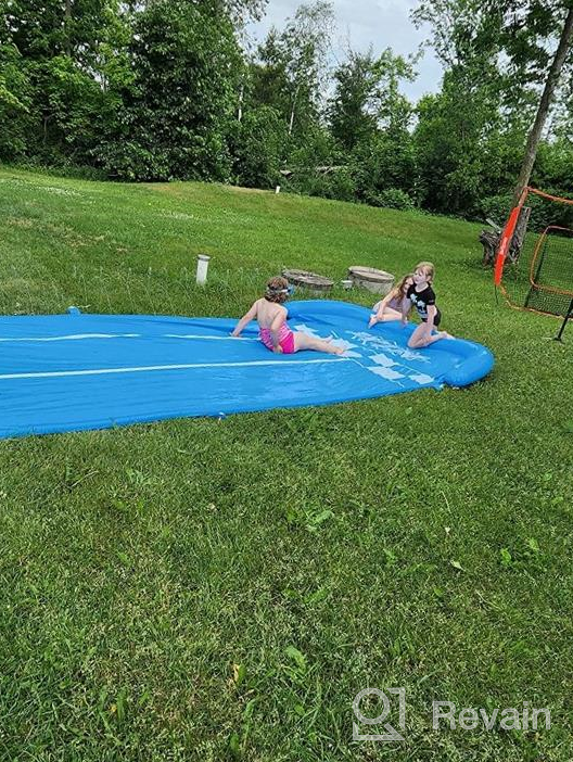img 1 attached to 20Ft Extra Long Jasonwell Water Slide Slip N Slide With Sprinkler, 3 Bodyboards For Kids & Adults - Perfect Summer Outdoor Splash Toy For Backyard Games And Water Play review by Geoff Yates