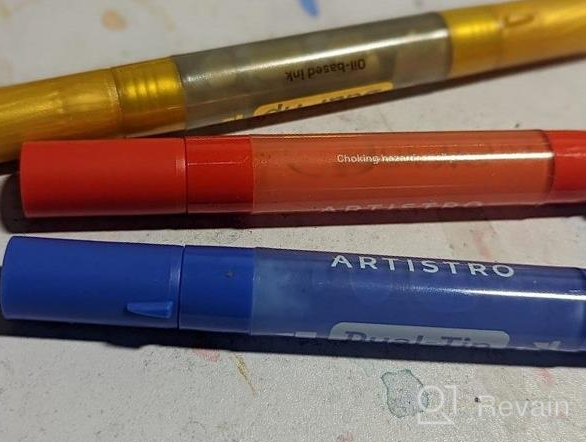 img 1 attached to ARTISTRO Acrylic Paint Pens 24 Dual Tip Markers With 2 Mirror Chrome Marker Gold & Silver Extra Fine And Medium Tip + Chisel, Acrylic Paint Markers For Rocks, Wood, Canvas, Glass, Plastic review by Melanie Trunnell