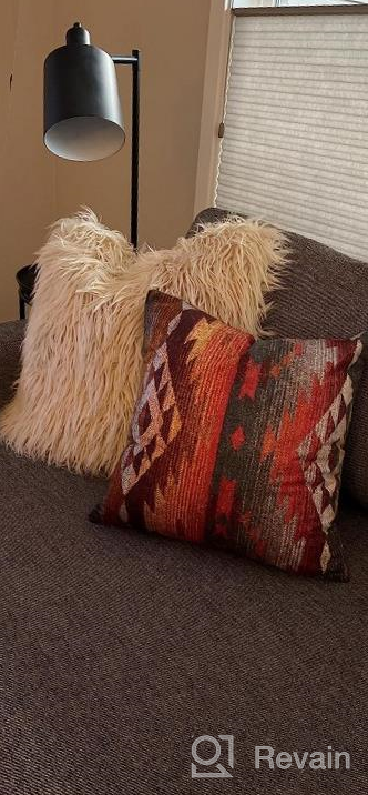 img 1 attached to Emvency Square 20x20 Inches Aztec Navajo Decorative Pillowcase: Tribal Linen Throw Pillow Cover in Orange Red Grey, Perfect for Bedroom Sofa - Hidden Zipper Included review by Michael Murphy
