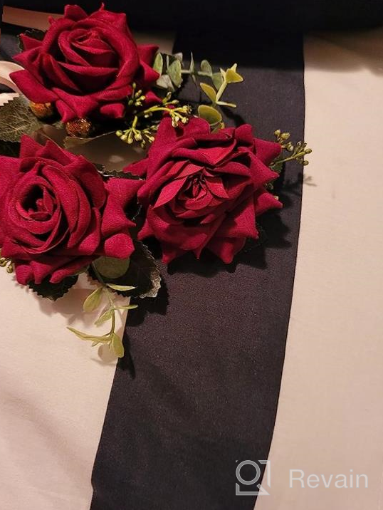 img 1 attached to Stunning Wine Red Corsages For Weddings And Proms: Campsis 2PCS Wedding Wrist Flower Set review by Doug Destruction