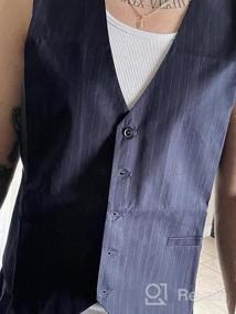 img 5 attached to Men'S Pinstripe Business Suit Vest - Formal Dress Tuxedo Waistcoat By Alizeal