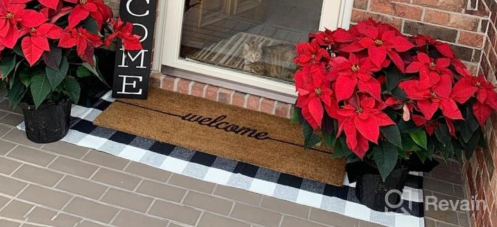 img 1 attached to MUBIN Buffalo Plaid Rug 2X3 Ft Outdoor Black And White Checked Rug Cotton Reversible Hand-Woven Indoor Washable Entryway Front Porch Decor Rugs For Layered Welcome Front Door Mats review by Nikki Robinson