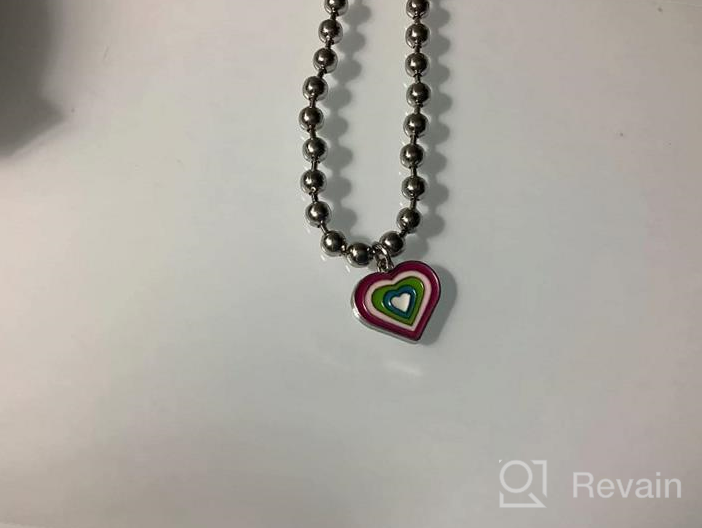 img 1 attached to KURTCB Y2K Heart Chain Necklace: Hot Pink Dragonfly Stainless Steel Pendant for Teen Girls - Cool Aesthetic Indie Style review by Denise Diaz