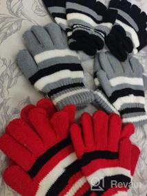 img 5 attached to 🧣 Теплые и стильные: Coobey 6 пар зимних вязаных волшебных перчаток для детей с полосками для мальчиков или девочек.
