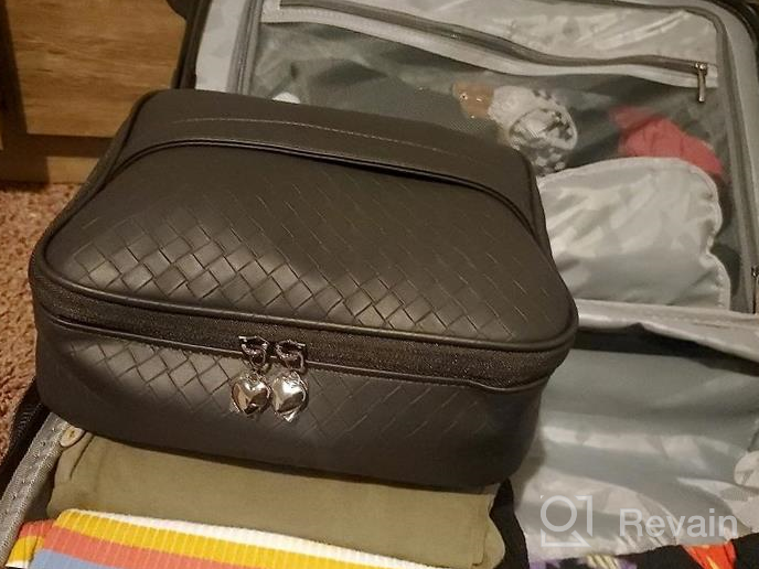 img 1 attached to Travel In Style: ECOSUSI Leather Makeup Bag With Detachable Brush Pocket For Women'S Cosmetics And Toiletries review by Shane Palma