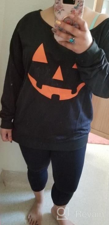 img 1 attached to Lymanchi Women Slouchy Shirts Halloween Pumpkin Long Sleeve Sweatshirts Pullover review by Rovy Oppeneer