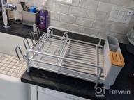 img 1 attached to 19"-27" Expandable Dish Drying Rack - Large Capacity, Heavy Duty Aluminium Drainer W/ Removable Cutlery & Cup Holder For Kitchen Countertop review by Christina Johnson