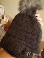 img 1 attached to Womens Fleece-Lined Winter Beanie Hat With Faux Fur Pompom, Chunky Slouchy Ski Cap For Warmth And Style By ViGrace review by Charles Woods