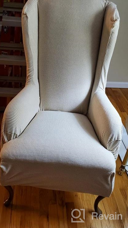 img 1 attached to Stretch Sofa Slipcover Chair Slipcover - 1 Piece Armchair Cover For Living Room With Jacquard Fabric And Elastic Bottom, Pet Furniture Protector - Fits Chair Size, Biscotti Beige review by Anthony Boylan