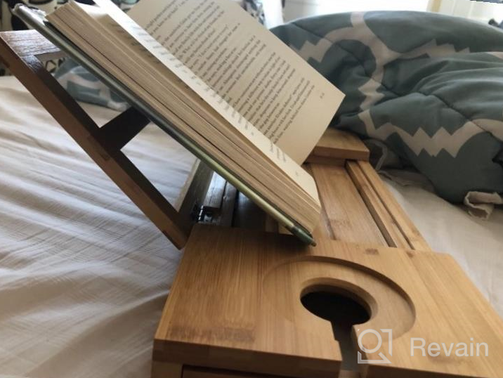 img 1 attached to Distinctive Christmas Gift: Utoplike Bamboo Bathtub Caddy Tray - Adjustable Organizer With Book, Tablet & Wine Glass Holder! review by Teresa Quinney