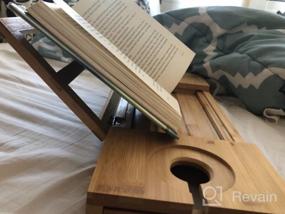 img 8 attached to Distinctive Christmas Gift: Utoplike Bamboo Bathtub Caddy Tray - Adjustable Organizer With Book, Tablet & Wine Glass Holder!