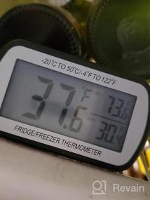 img 5 attached to Держите свою еду свежей с термометром для холодильника AEVETE - Цифровой датчик температуры морозильной камеры холодильника - Магнитная задняя часть - Большой ЖК-дисплей - Легко читаемый - Упаковка из 4 - Черный