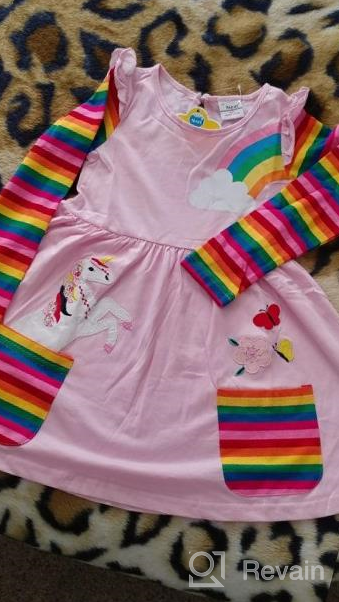 img 1 attached to Colorful Cotton Dresses with Floral and Animal Prints for Girls 3-8 Years - JUXINSU review by Laura Valenzuela