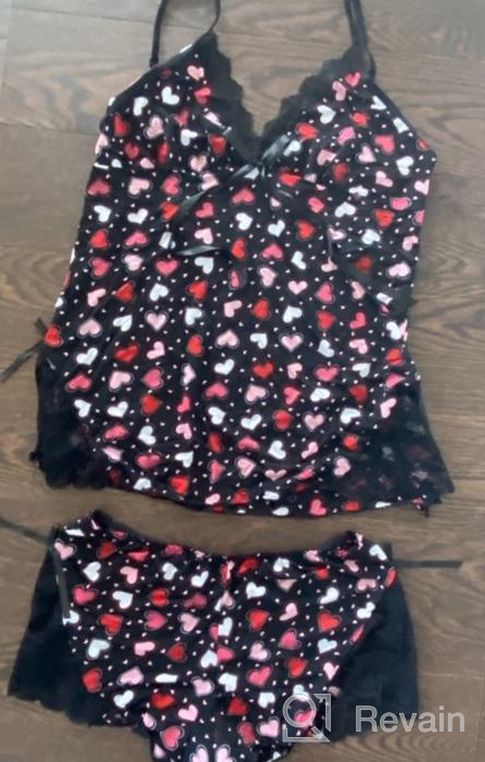 img 1 attached to 👑 Queen.M Women's Nightwear Set - Lace Cami Shorts Sleepwear, Sexy 2-Piece Pajama Set, One Size Fits XS-M review by Danny Nedumaran