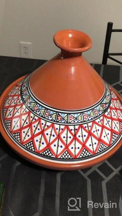 img 1 attached to Kamsah Hand Made And Hand Painted Tagine Pot Moroccan Ceramic Pots For Cooking And Stew Casserole Slow Cooker (Medium, Supreme Bohemian Blue) review by Jane Cuperus