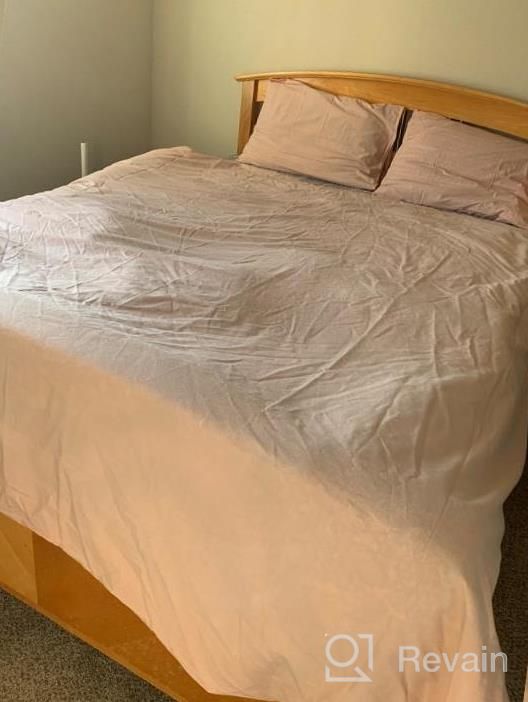 img 1 attached to Mixinni 3-Piece Queen Size Duvet Cover Set - 100% Natural Washed Cotton, Soft & Breathable With Zipper Ties (Green). review by Michelle Frey
