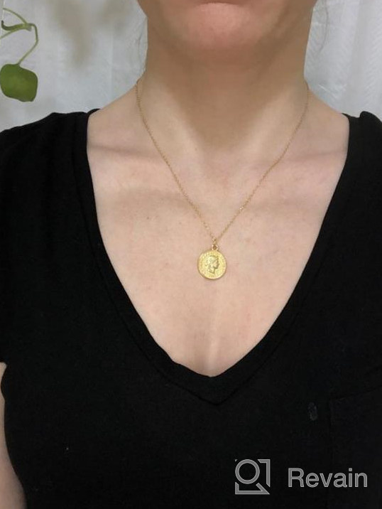 img 1 attached to 🕊️ Exquisite Carved Gold Coin Pendant Necklace - 925 Sterling Silver, 18K Gold Plated - Elegant Round Chain Goddess Worship Celebrity Medal - Reversible Keepsake - Chic Choker Fashion Jewelry in a Gift Box review by Lisa Chavez