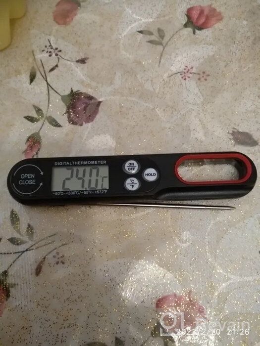 img 1 attached to Folding culinary thermometer with remote probe for liquid and food / Electronic thermometer thermoprobe for meat, fish, milk, wine, water / Probe 10.5 cm review by Agata Wiatrowska ᠌