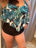 img 1 attached to Plus Size Flounce Top High Waisted Tankini Bathing Suit With Tummy Control Bottom - Vintage Two Piece Swimsuit For Women review by Timothy Schroeder