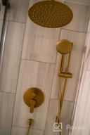 img 1 attached to Gabrylly Brushed Gold Wall Mounted Slide Bar Shower System With High Pressure 10" Rain Shower Head, 5-Setting Handheld Shower Set, And Valve Trim Diverter. review by Don Devine
