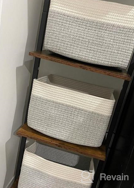 img 1 attached to OrganiHaus Set of 3 Small Woven Baskets for Organizing | Grey Storage Bins for Bathroom Decor and Towels review by Jay Mitchell