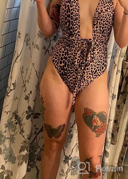 img 1 attached to Get Ready For The Beach With SweatyRocks Women'S Leopard One Piece Swimwear With Criss Cross Tie Knot Front And Open Back review by Jon Thawngzauk