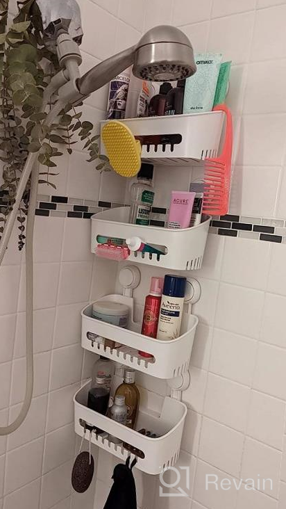 img 1 attached to Organize Your Shower And Kitchen With LEVERLOC Suction Shower Caddy And Paper Towel Holder - Drill-Free Wall Mounted Shower Organizer review by Danny Thomas