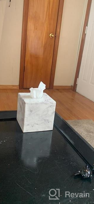 img 1 attached to Modern Marble PU Leather Roll Tissue Holder - Home Office Decor For Bathroom Vanity Countertops & Bedrooms review by Steve Willis