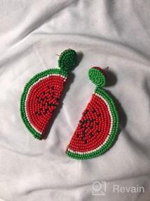 img 6 attached to Idealway Statement Dangle Fruit Earrings - Fashion Cute Pineapple Orange Watermelon Cherry Beaded Fruit Earrings For Women Jewelry