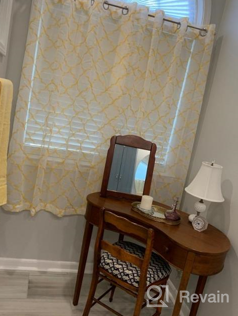 img 1 attached to Moroccan-Inspired Sheer Curtains With Embroidered Tile Design - 63 Inches Length, Ideal For Living And Study Rooms review by James Bartels