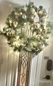 img 5 attached to Valery Madelyn Pre-Lit 30" Elegant Champagne Gold Christmas Wreath With Ball Ornaments, Beads And Battery Operated 40 LED Lights - Holiday Decoration For Front Door Fireplace Xmas Decor