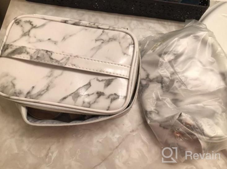 img 1 attached to 2-Piece Marble Makeup Bag Set | Portable Travel Cosmetic Bags Waterproof | Multi-Function Organizer Storage Toiletry Bags For Women & Girls review by Keith Desjarlais