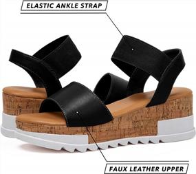 img 3 attached to Step Into Style: Women'S Elastic Ankle Strap Cork Platform Sandals From Katliu