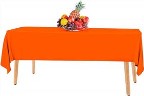img 4 attached to 14 Count Premium Orange Plastic Tablecloth - 54 X 108 Inch Disposable Rectangle Table Cover - Decorative Smooth Table Cloth - Ideal Disposable Tablecloths For Parties