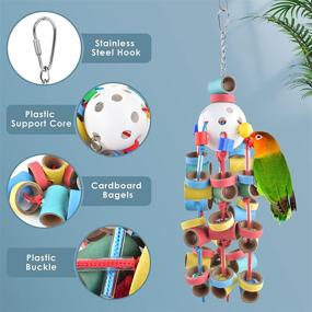 img 1 attached to 🎪 Bissap Bird Toys: Bagel Cascade Bird Toy Paper Cardboard Rings for Parrots - Perfect Chewing Toys for Amazons, African Greys, Macaws, and More!