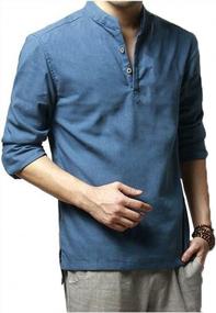 img 1 attached to Мужские повседневные пляжные рубашки - Hoerev Slim Fit с длинным рукавом из льняной рубашки для максимального комфорта и стиля