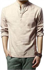 img 4 attached to Мужские повседневные пляжные рубашки - Hoerev Slim Fit с длинным рукавом из льняной рубашки для максимального комфорта и стиля