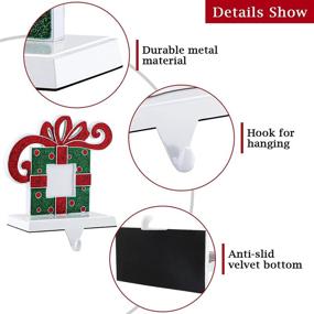 img 2 attached to Set Of 2 Christmas Stocking Holders With Photo Frame - Metal Hooks For Holiday Fireplace Decorations And Gift Box Stockings - MCEAST