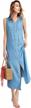 anna-kaci classic sleeveless blue jean button down denim pocket collar shirt dress logo