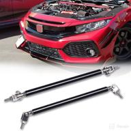 🚗 enhance vehicle stability with 2pcs adjustable splitter strut rods - front lip strut rod bumper splitter universal tie support bars in black logo