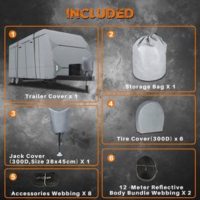 img 1 attached to 24-27Ft Windproof & Anti-UV RV Cover For Travel Trailers With Jack Cover, Tire Covers, And Reflective Strap - Includes Storage Bag