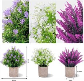 img 3 attached to 3 Pack Artificial Small Flower Plants, 10” Faux Greenery Indoor Decor With Lavender Pots For Garden Lawn Balcony Office Home