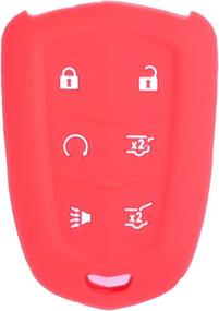 img 2 attached to 🔑 2Pcs XUHANG Silicone Key Fob Skin Cover, Keyless Entry Remote Case Protector Shell for 2015-2017 Cadillac Escalade ESV, FCC 6 Button Smart Remote (Red/Blue)